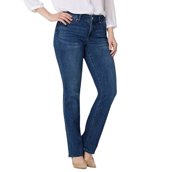 NYDJ Barbara Bootcut Jeans Studded Embroidered Back Pockets Jeans Stretchy Sz 6 - Picture 1 of 14
